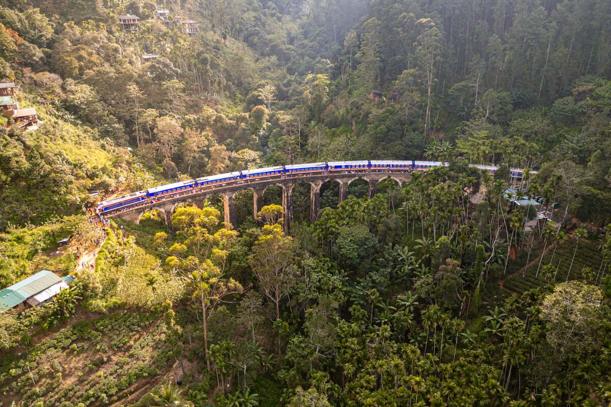 Sri Lanka Itinerary – drone shot of Nine Arches Bridge in Ella