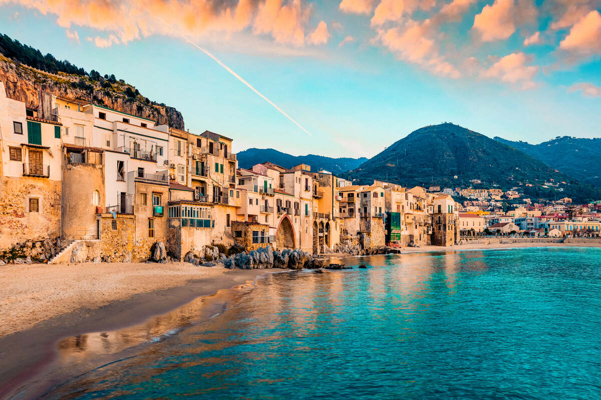 cityscape of Cefalu town in Italy