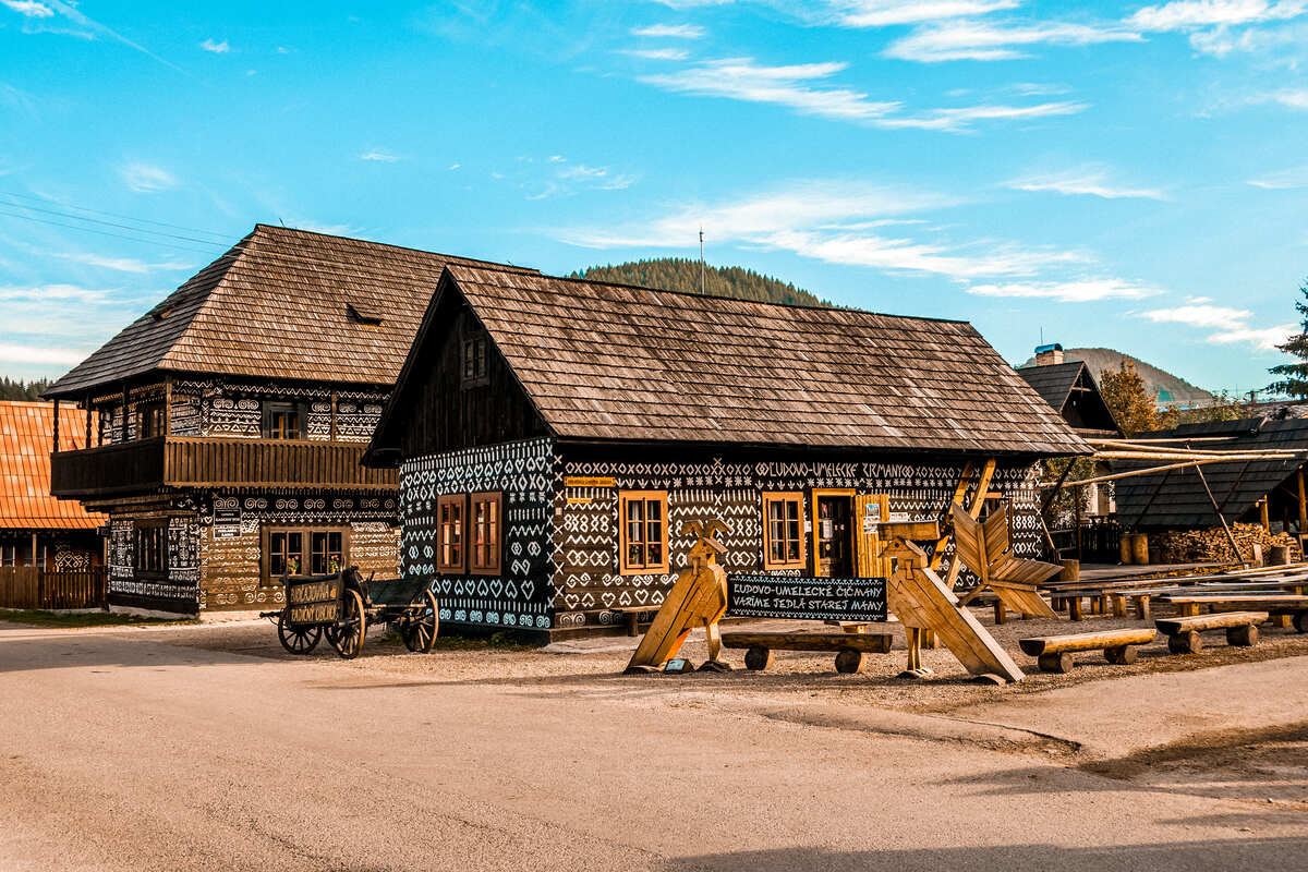 wooden houses in village Cicmany Slovakia