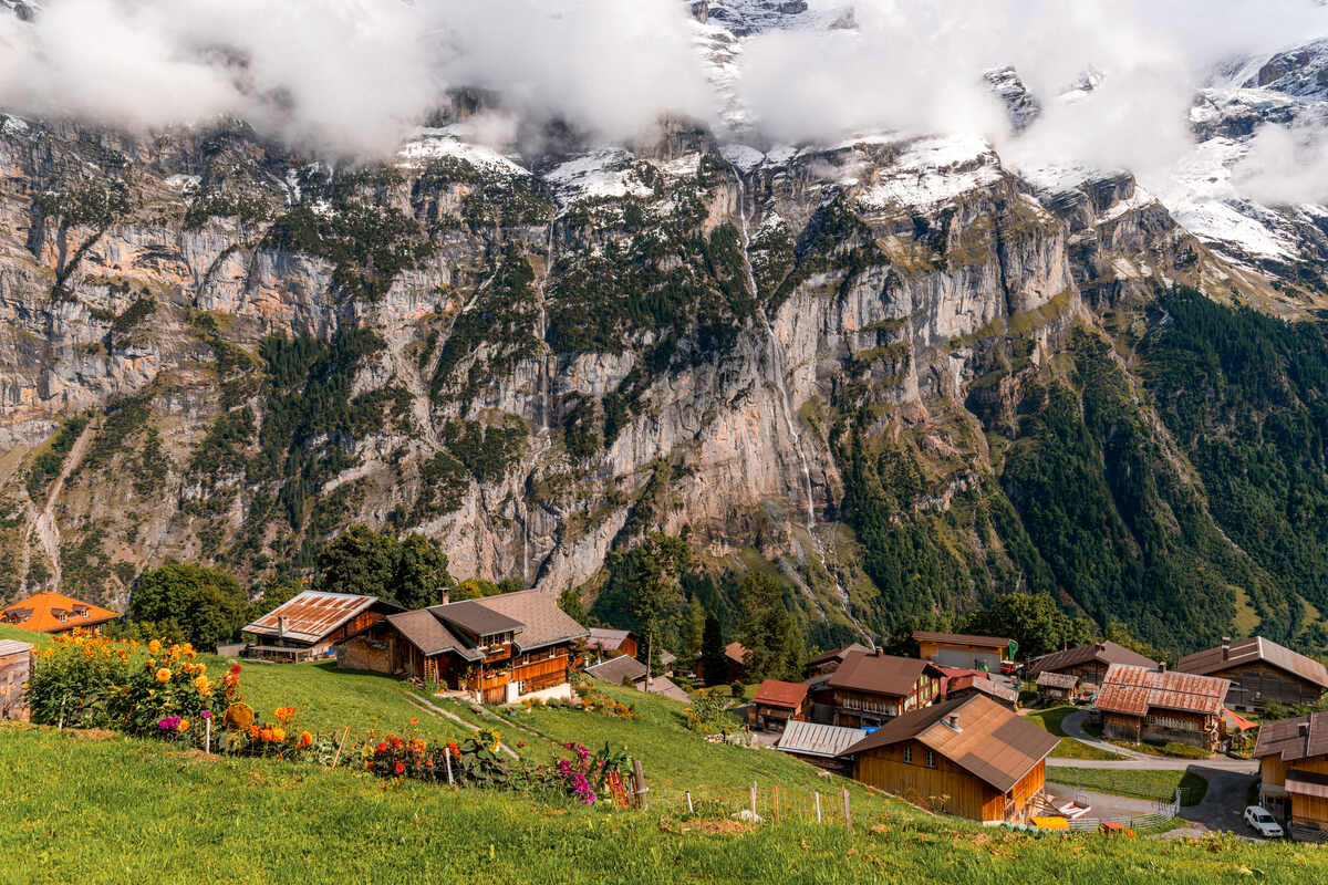 mountain village of Gimmelwald in Switzerland