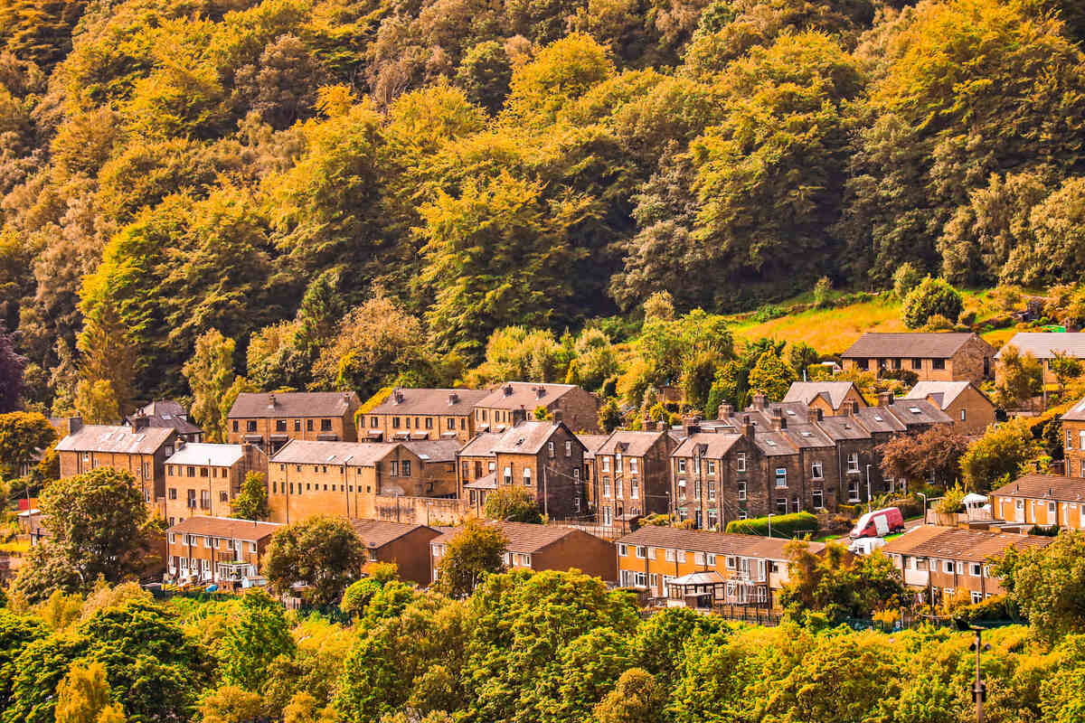 Town of Hebden Bridge in the South Pennines, UK