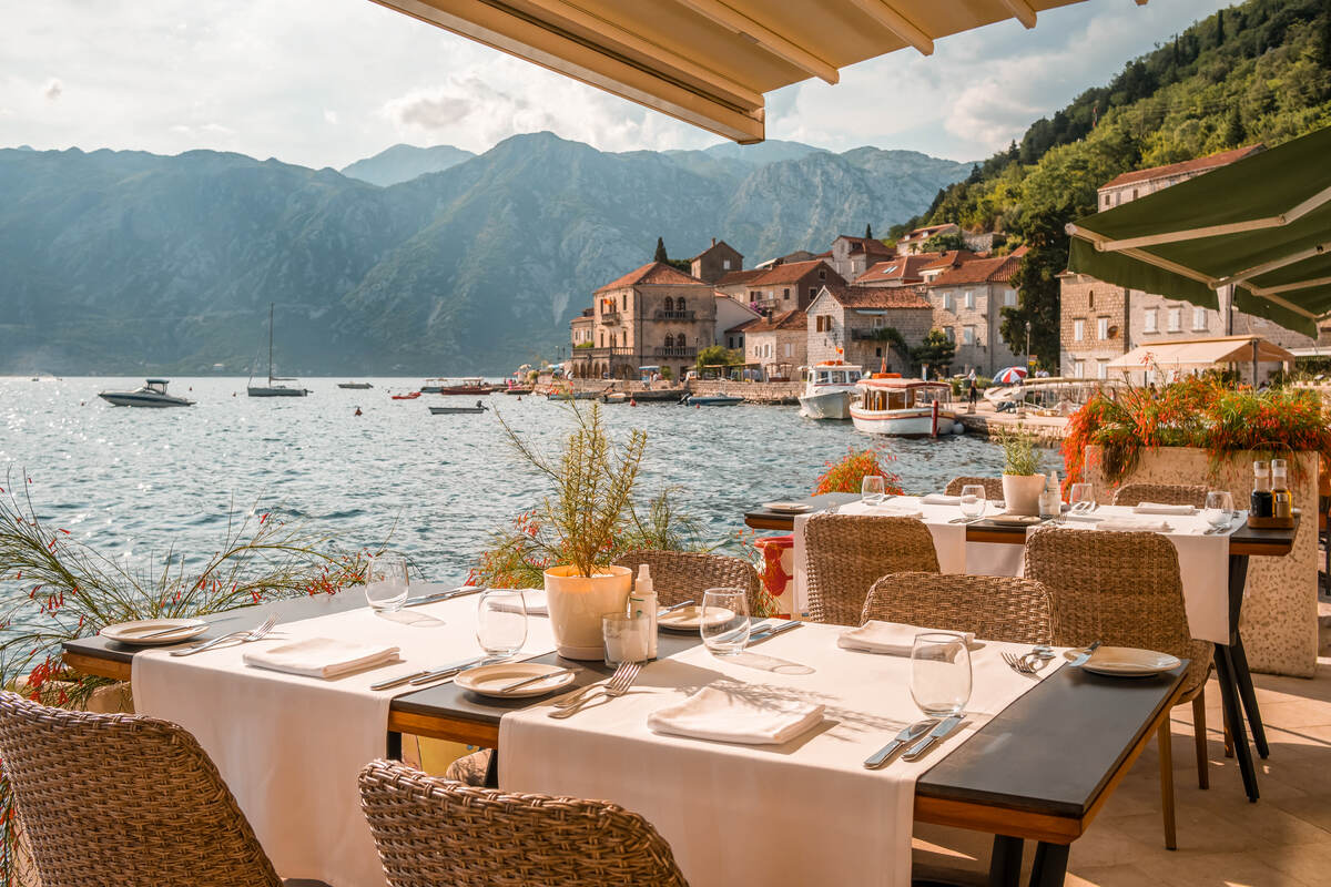 Perast historic village in Kotor Bay, Montenegro