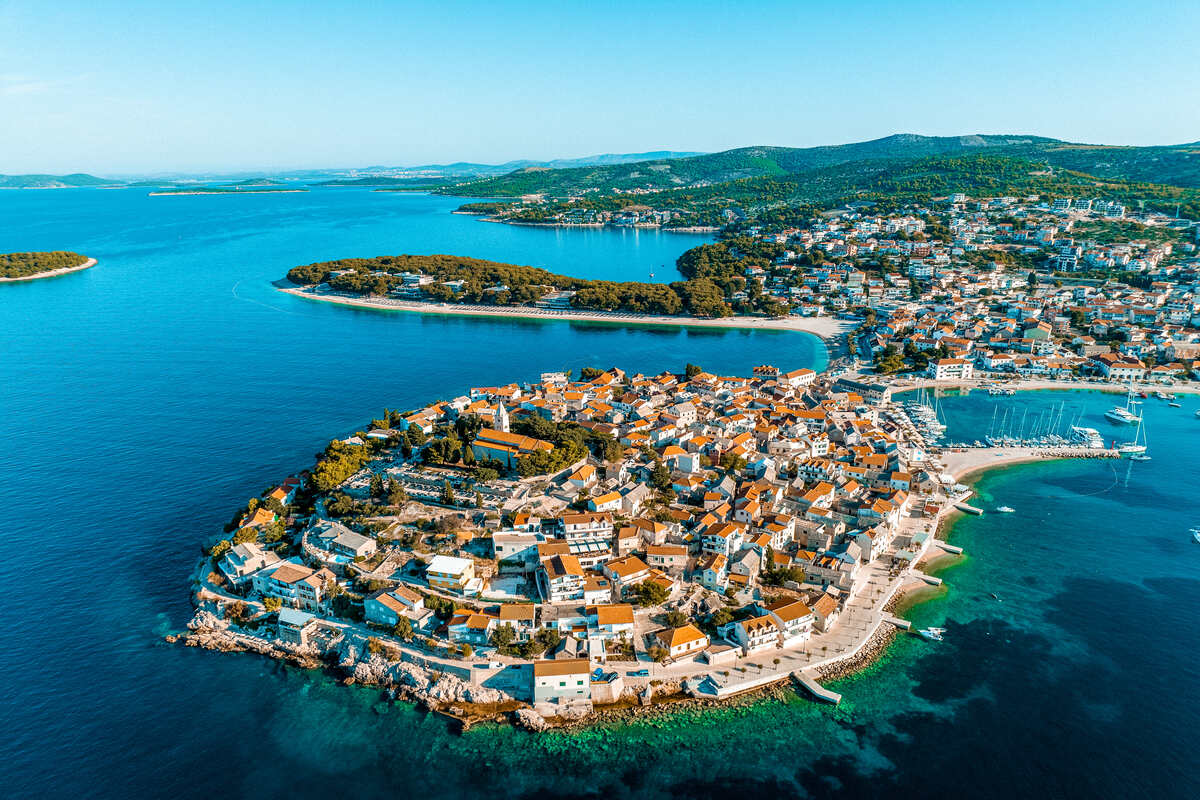 Aerial view of Primosten in Croatia