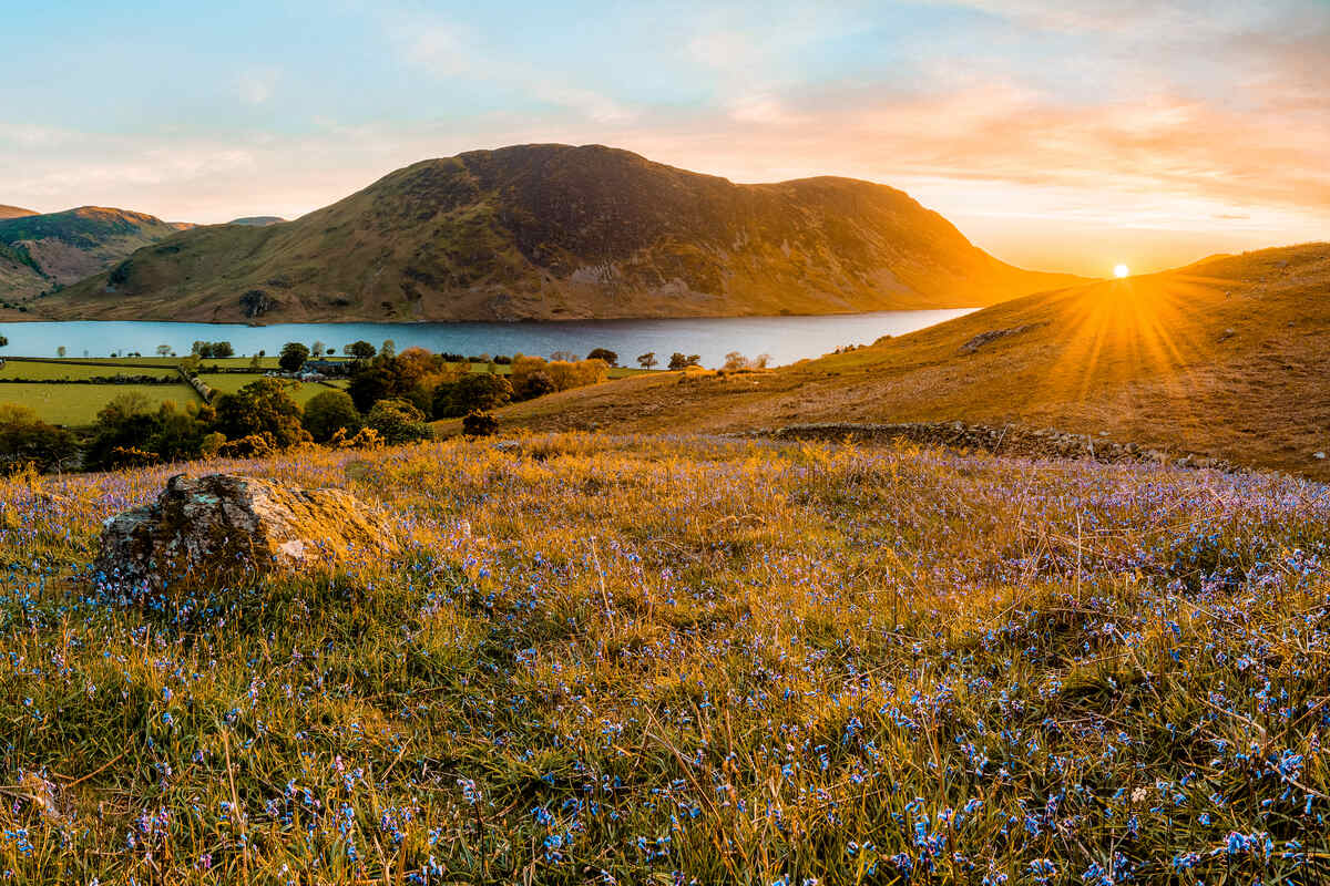 Beautiful sunset at Rannerdale Knott in the Lake District