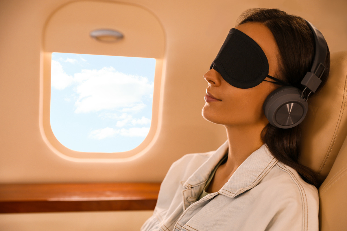 Sleep mask for long-haul flight