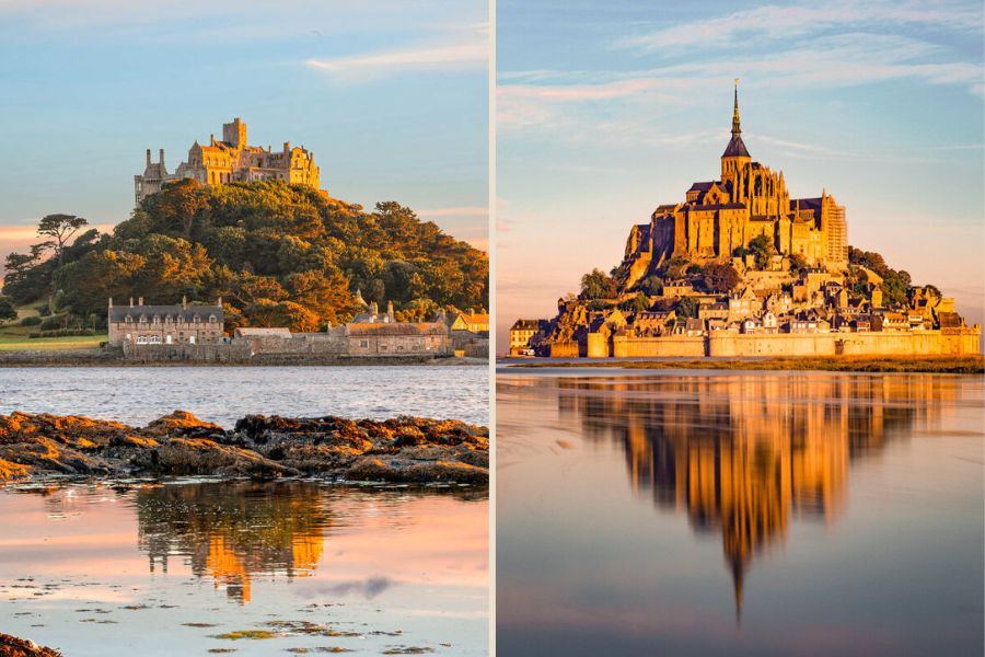 St. Michael’s Mount in Cornwall __ Mont Saint-Michel in France